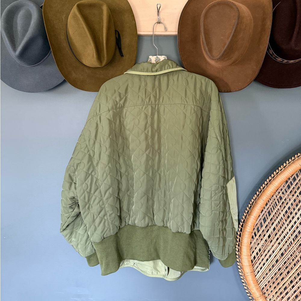 Anthropologie Pilcro green Quilted jacket Coat Sz large - Picture 13 of 15